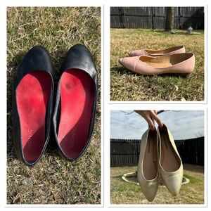 Bundle Sale: 3 Pair of Flats. Women's Black, Gold and Pink Flats Collection